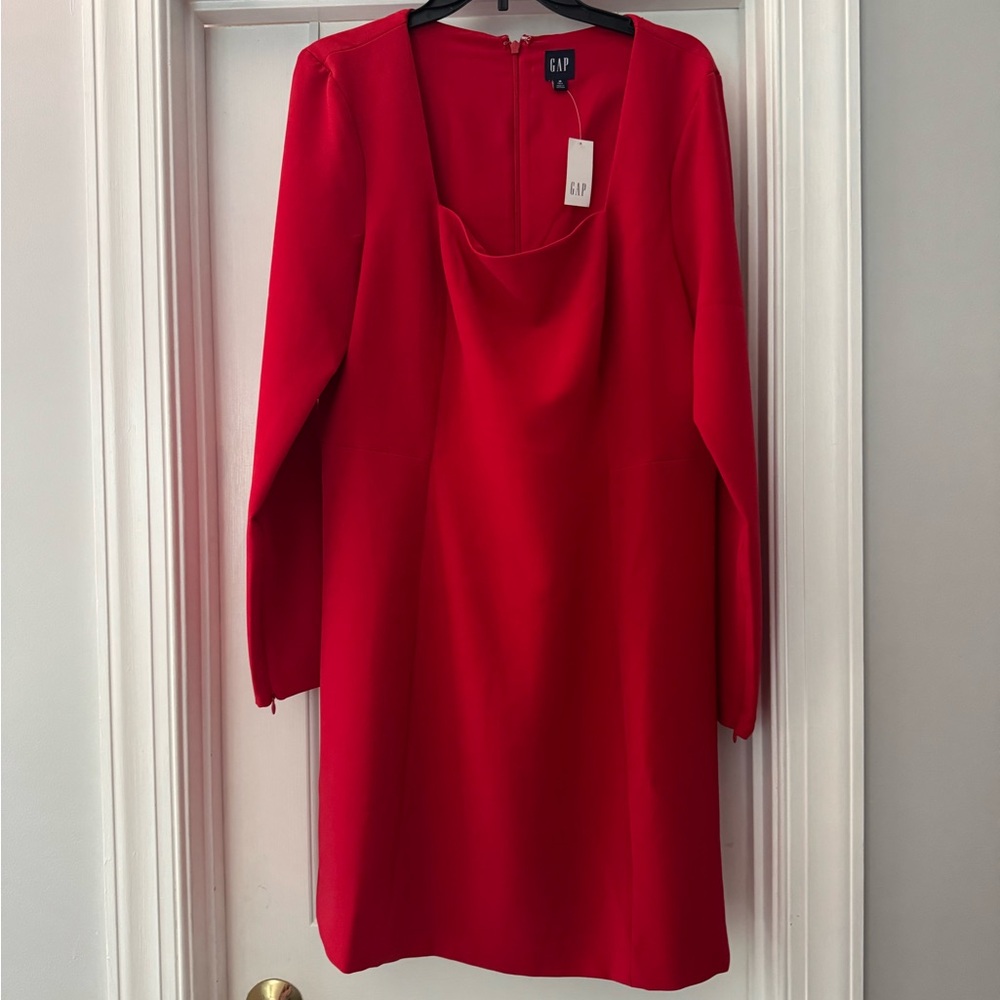 GAP Women’s Square Neck Mini Dress Size 16Tall NWT Red retro shift